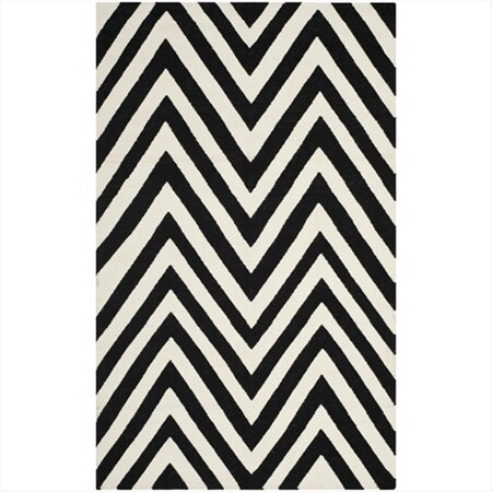 Safavieh 5 Ft. X 8 Ft. Rectangle Contemporary Dhurries- Black And Ivory- Flatweave Rug DHU568C-5